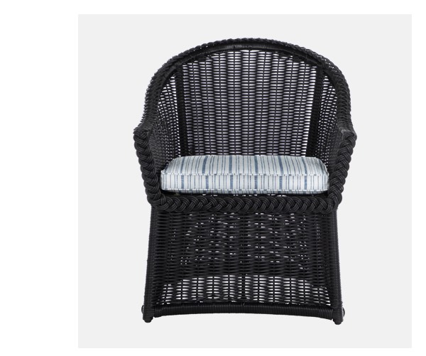 Emilia Ebony Dining Chair - Linen Indigo Stripe